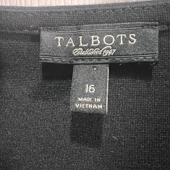 Talbots Size 16 v-neck sleeveless Black Dress midi knee length professional plus - Picture 3 of 5